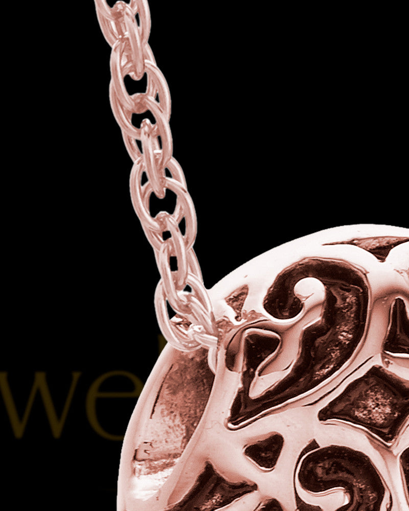 14K Rose Gold Intricate Heart Urn Pendant
