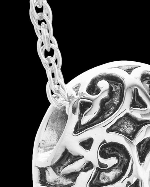 14K White Gold Intricate Heart Urn Pendant