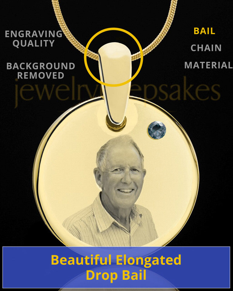 December Birthstone Gold Photo Round Pendant