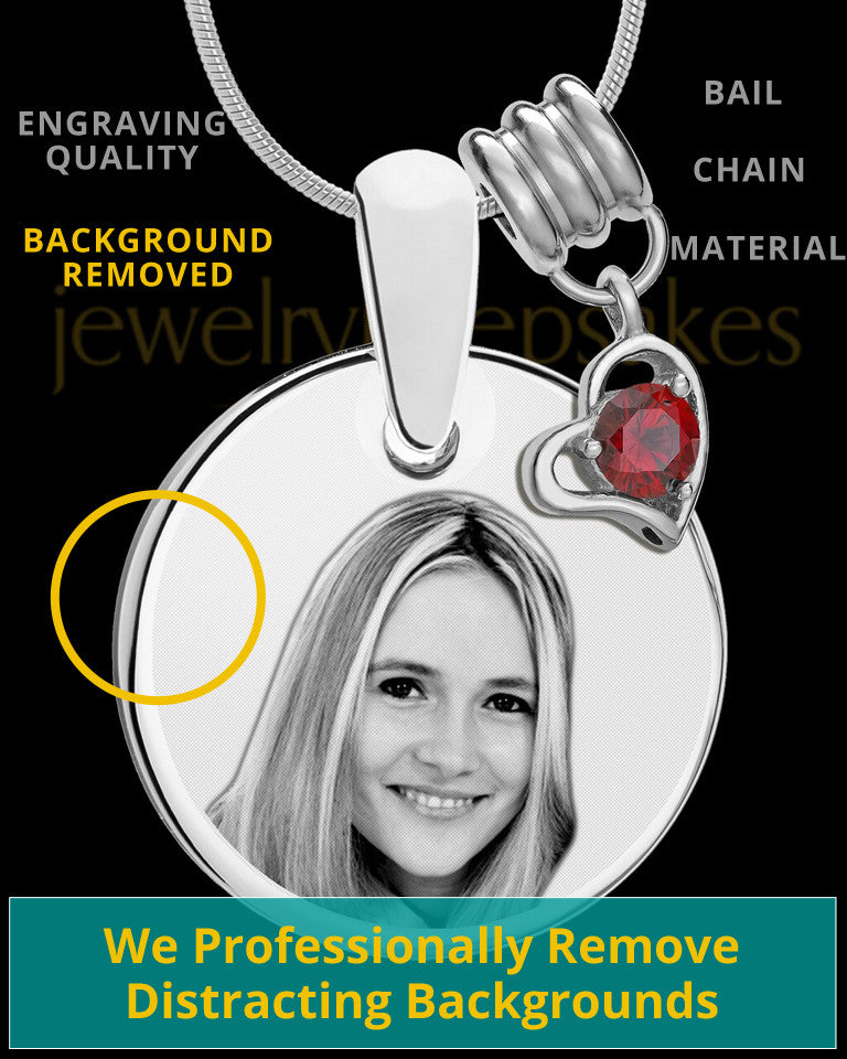 January Photo Engraved Round Pendant Stainless Steel