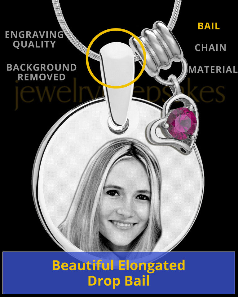 July Photo Engraved Round Pendant Stainless Steel