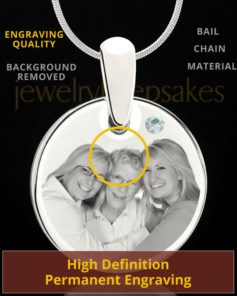 April Round Birthstone Stainless Steel Photo Pendant