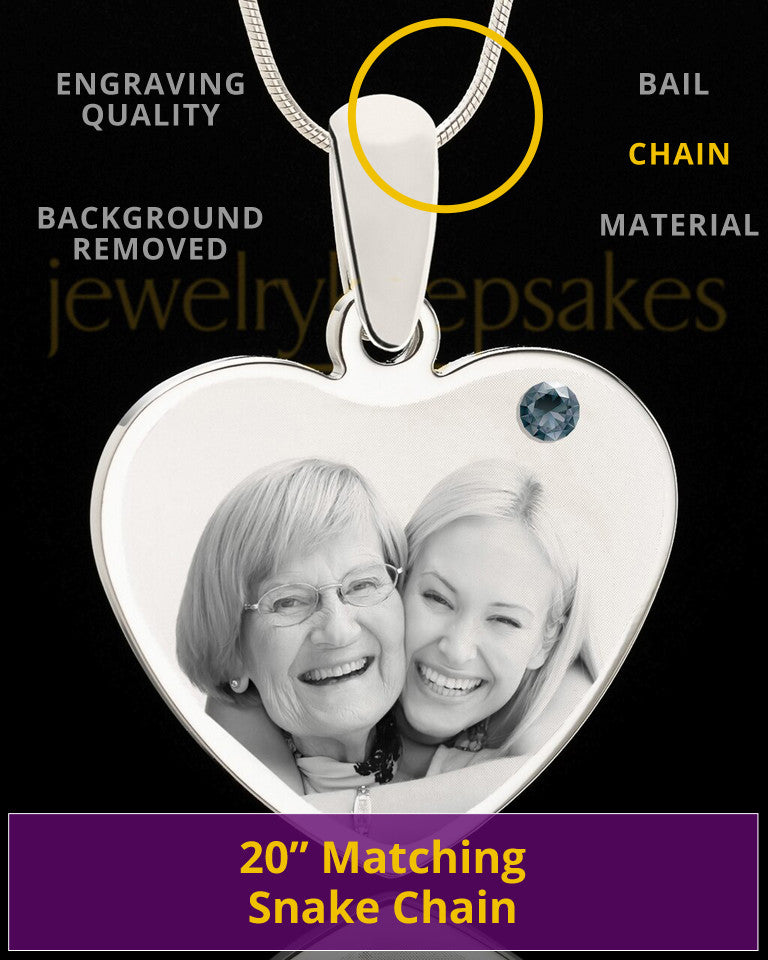 December Stainless Steel Memories Heart Photo Pendant