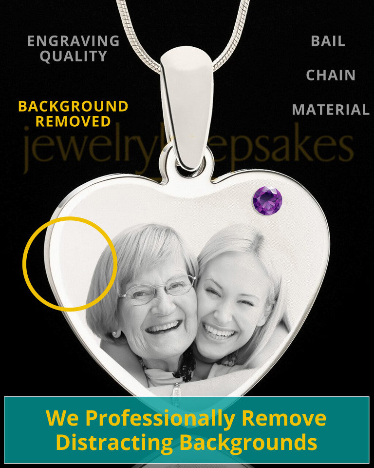 February Stainless Steel Memories Heart Photo Pendant
