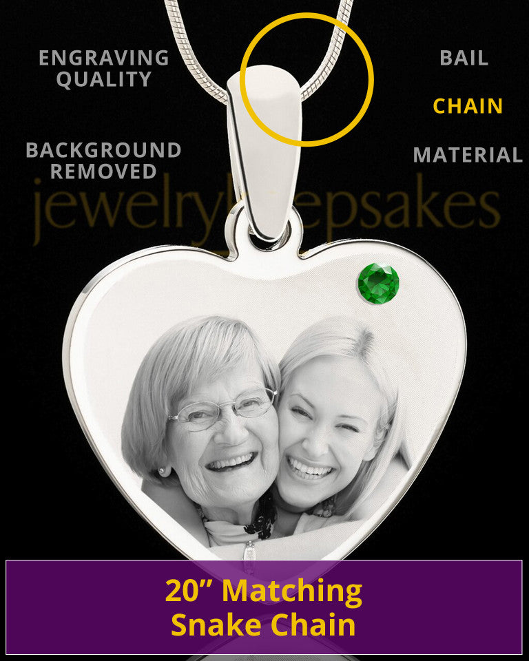 May Stainless Steel Memories Heart Photo Pendant