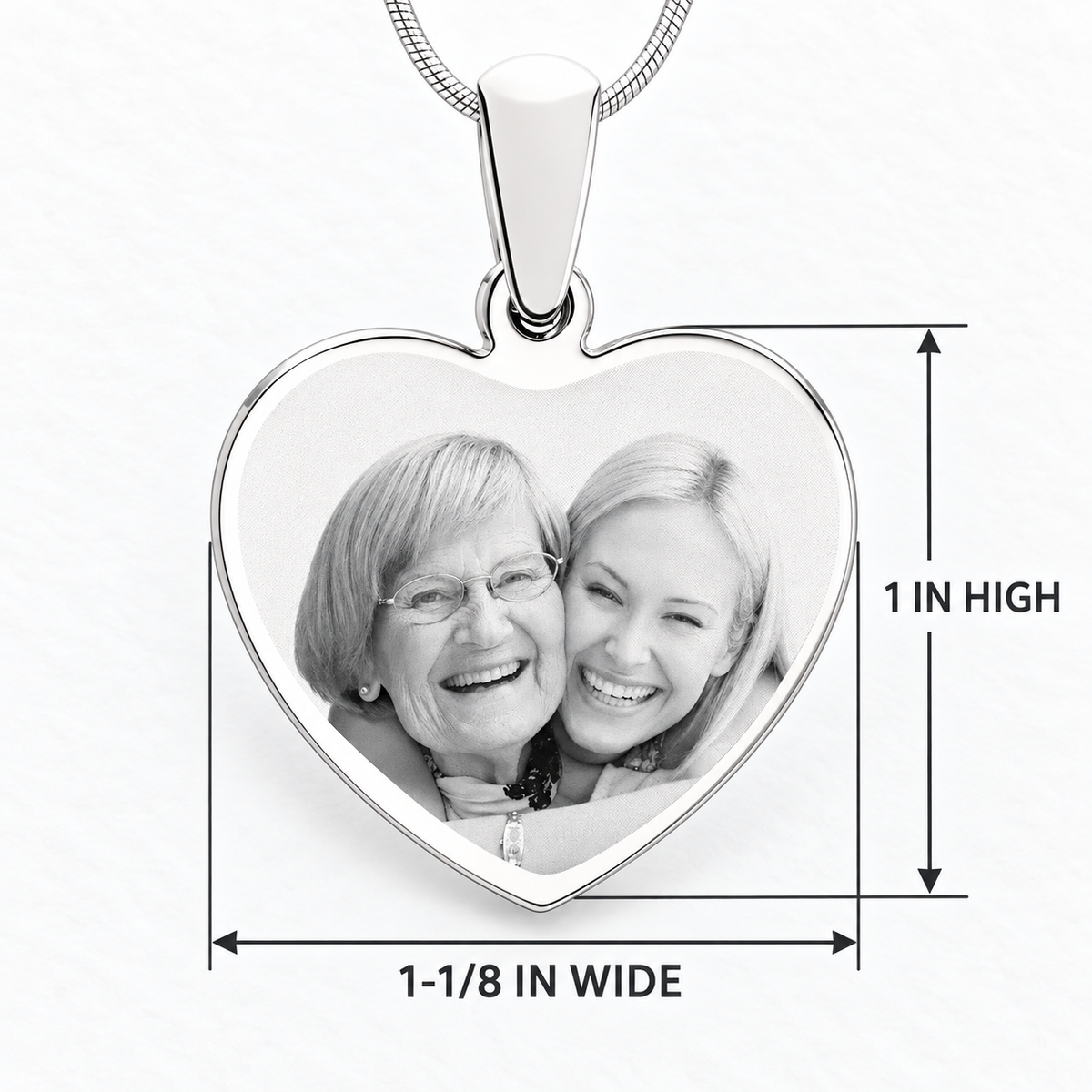 Personalized Engraved Heart Photo Pendant Necklace In Stainless Steel