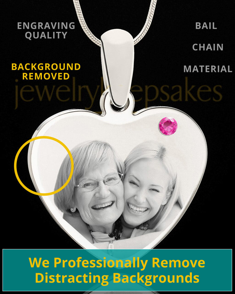 October Stainless Steel Memories Heart Photo Pendant