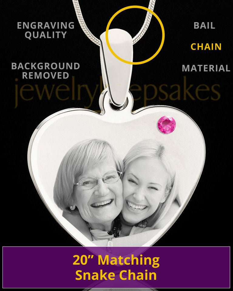 October Stainless Steel Memories Heart Photo Pendant