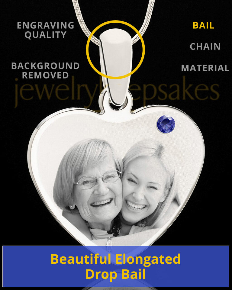September Stainless Steel Memories Heart Photo Pendant