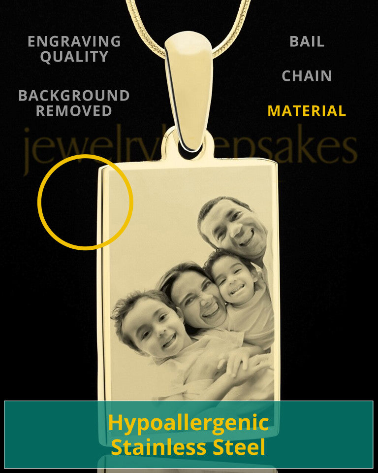 Gold Plated Personalized Photo Engraved Pendant With Engraving