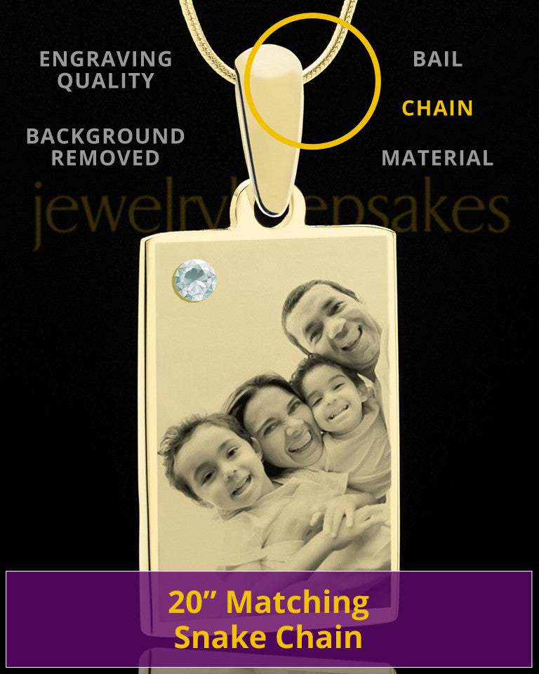 April Rectangle Gold Plated Photo Engraved Pendant