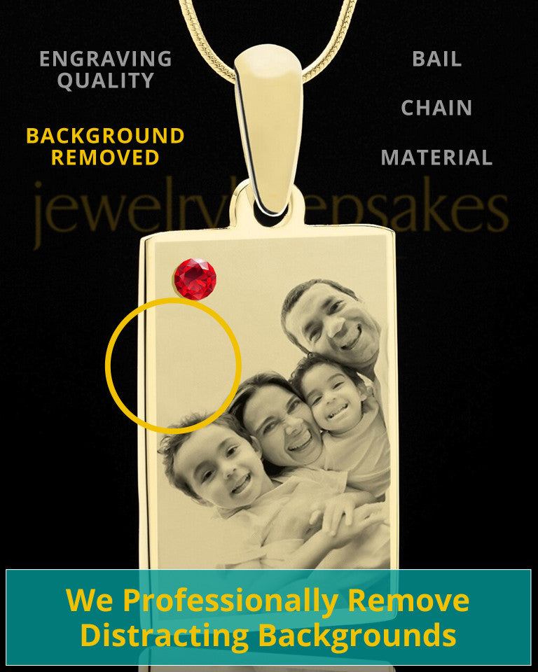 July Rectangle Gold Plated Photo Engraved Pendant