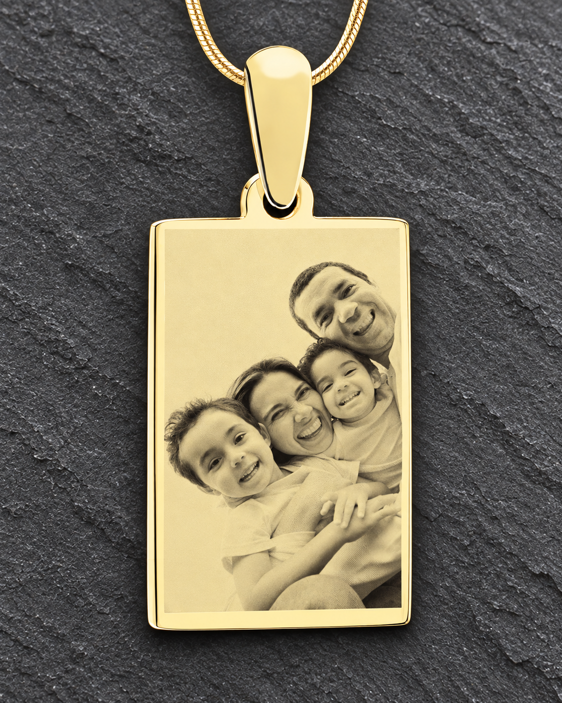 Gold Plated Personalized Photo Engraved Pendant With Engraving