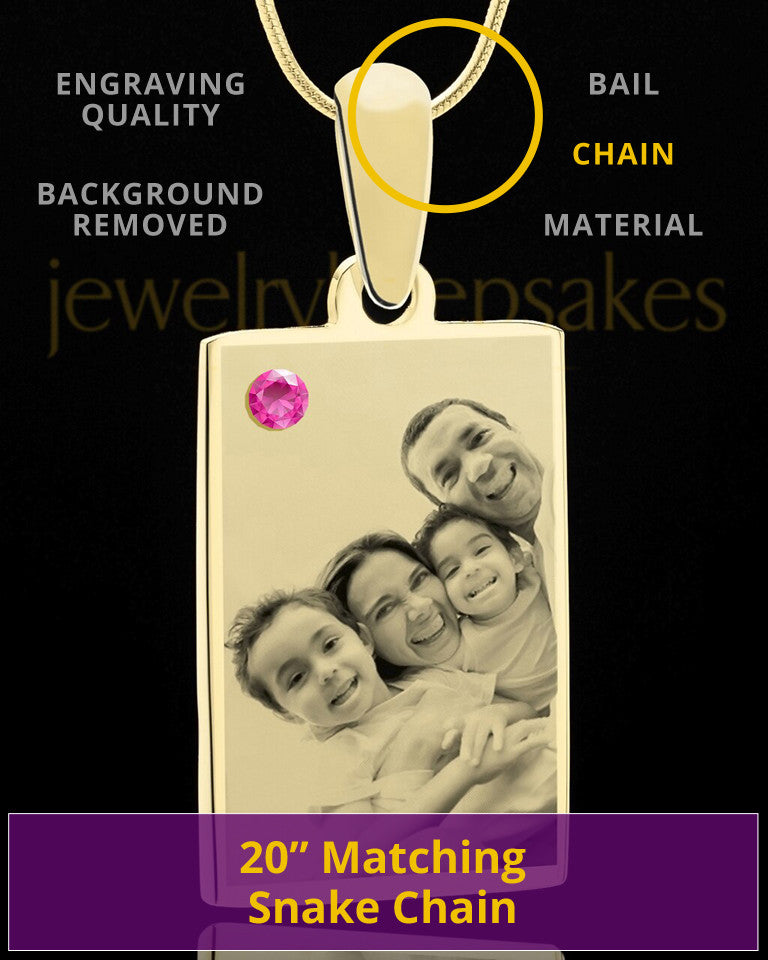 October Rectangle Gold Plated Photo Engraved Pendant
