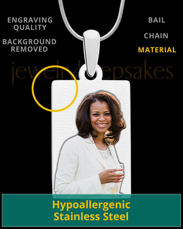Photo Engraved Full Color Rectangle Pendant Stainless Steel