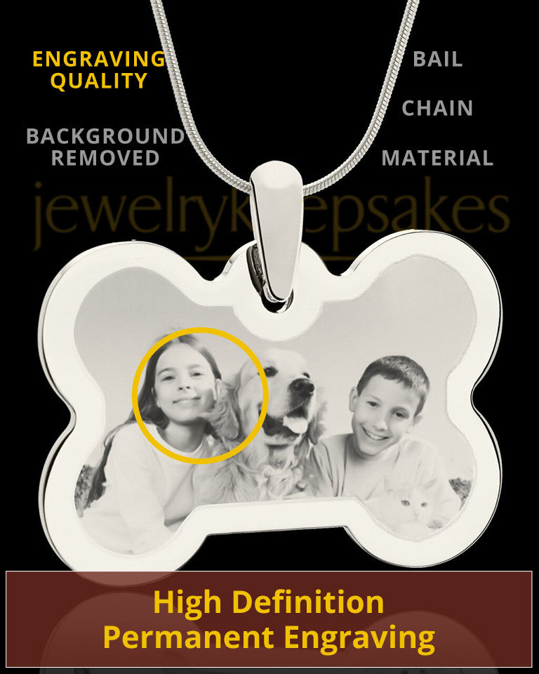 Photo Engraved Bone Pet Pendant Silver Plated