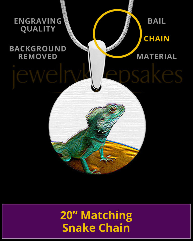 Photo Engraved Pet Full Color Round Pendant Stainless Steel