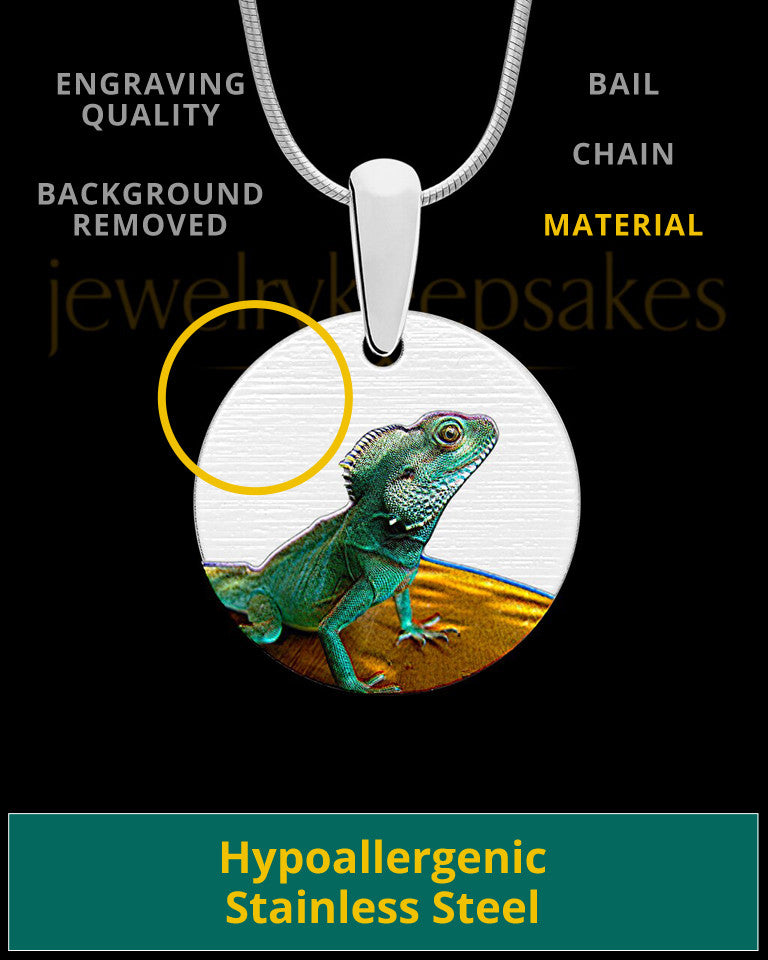 Photo Engraved Pet Full Color Round Pendant Stainless Steel