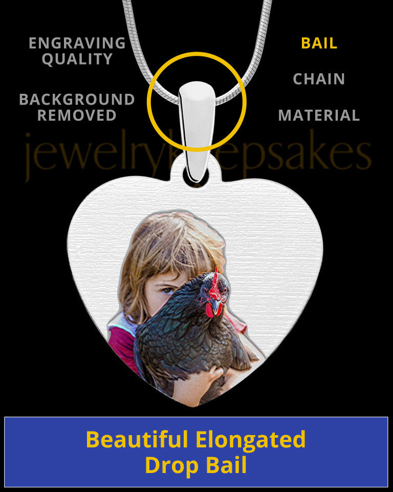 Full Color Heart Photo Engraved Pet Pendant Stainless Steel
