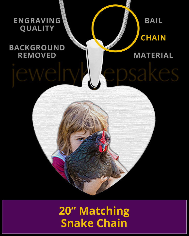 Full Color Heart Photo Engraved Pet Pendant Stainless Steel