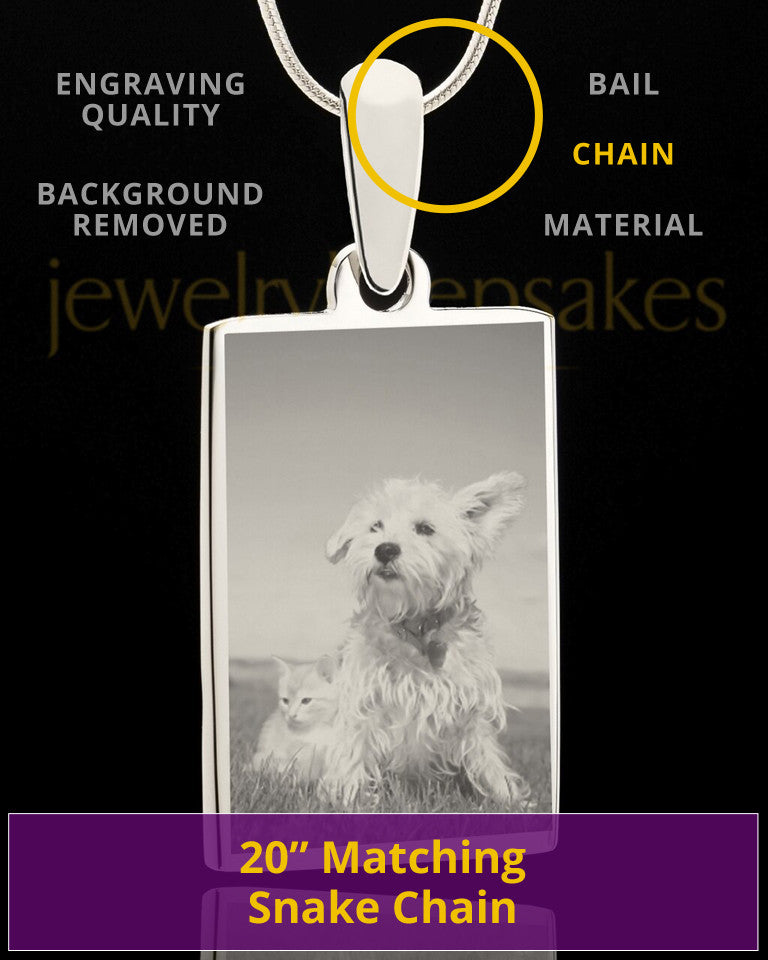 Photo Engraved Rectangle Pet Pendant Stainless Steel