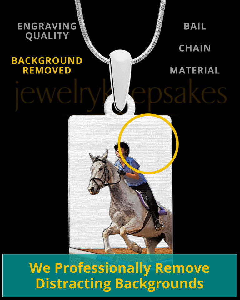 Full Color Rectangle Photo Engraved Pet Pendant Stainless