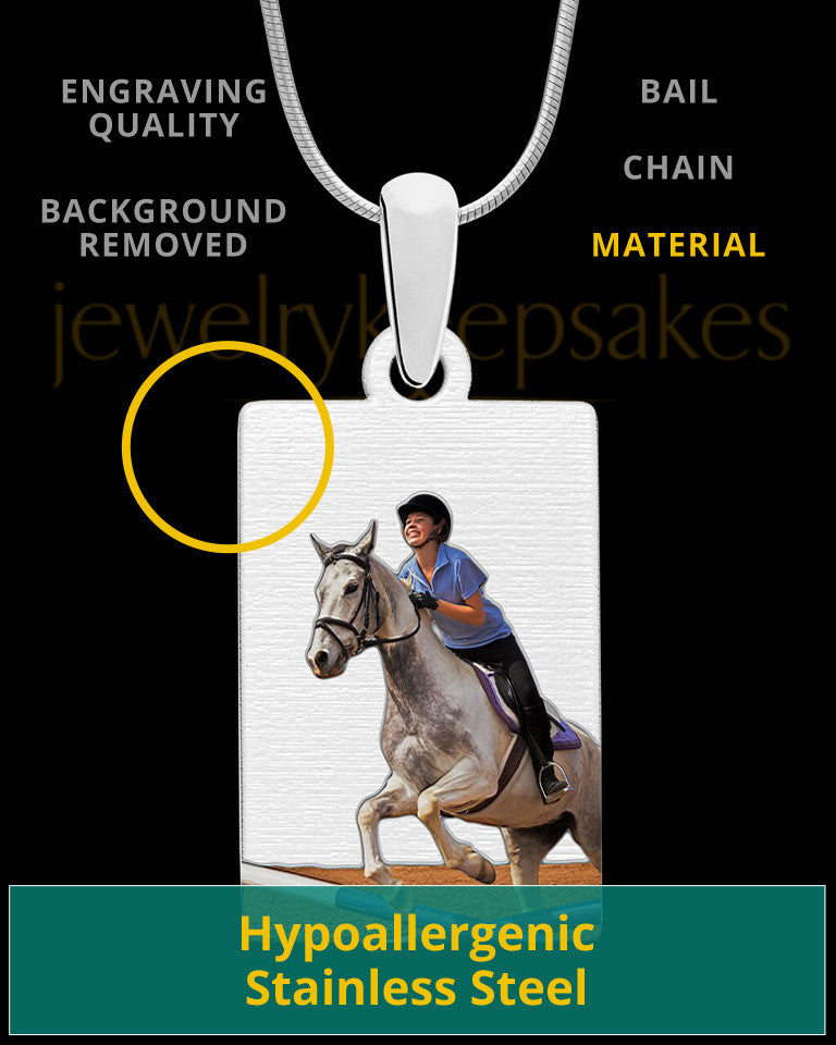 Full Color Rectangle Photo Engraved Pet Pendant Stainless
