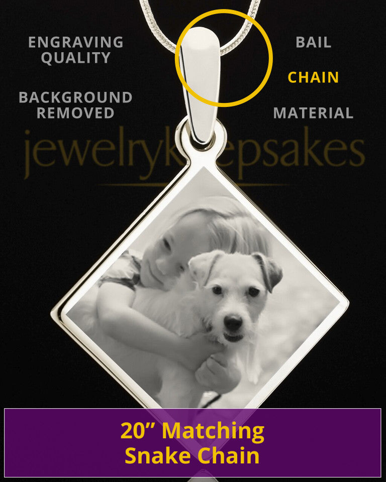 Photo Engraved Diamond Pet Pendant Stainless Steel