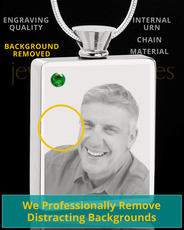 May Stainless Steel Photo Engraved Rectangle Cremation Pendant