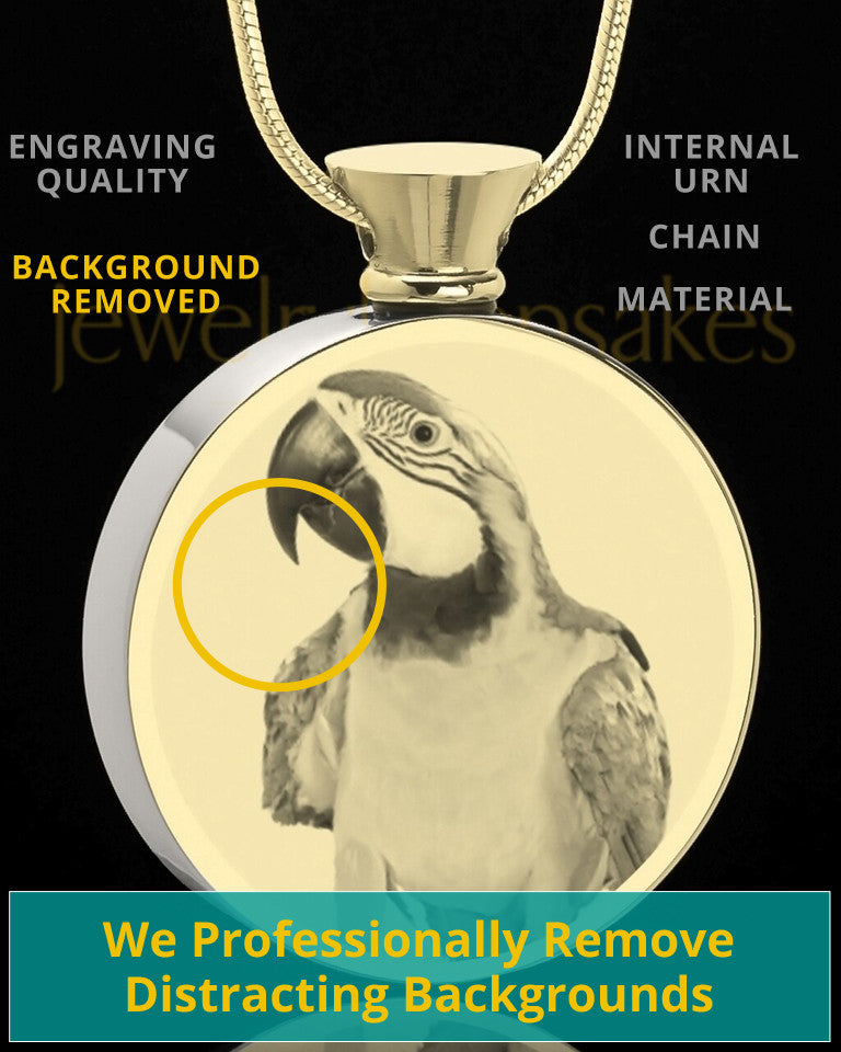 Photo Engraved Round Stainless Gold Plated Pet Cremation Pendant