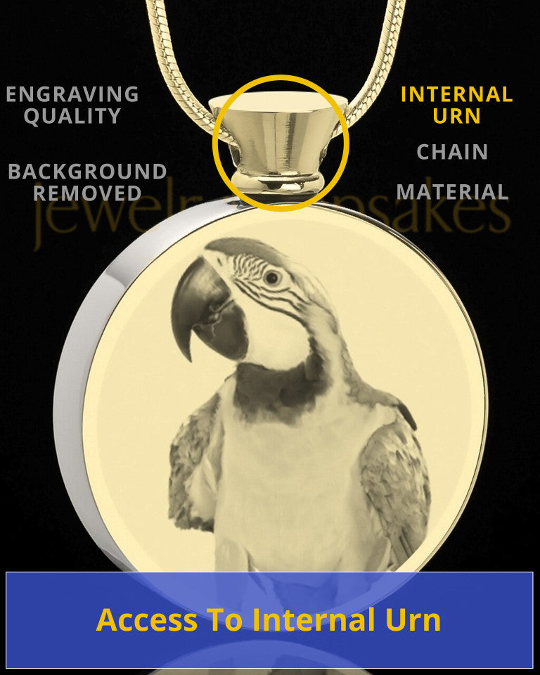 Photo Engraved Round Stainless Gold Plated Pet Cremation Pendant