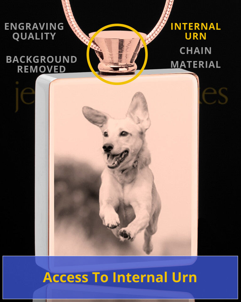 Photo Engraved Stainless Rose Gold Plated Rectangle Pet Pendant