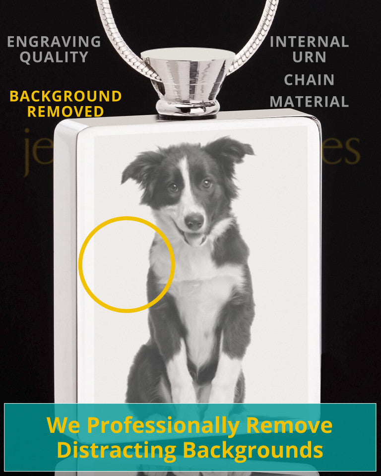 Photo Engraved Rectangle Stainless Steel Pet Cremation Pendant