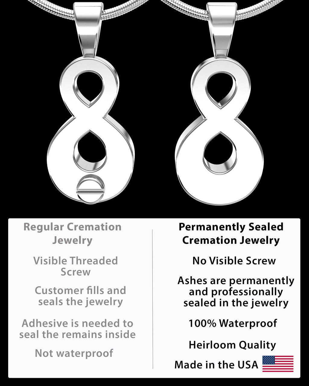 Sterling Silver Perpetual Love Permanently Sealed Waterproof Jewelry
