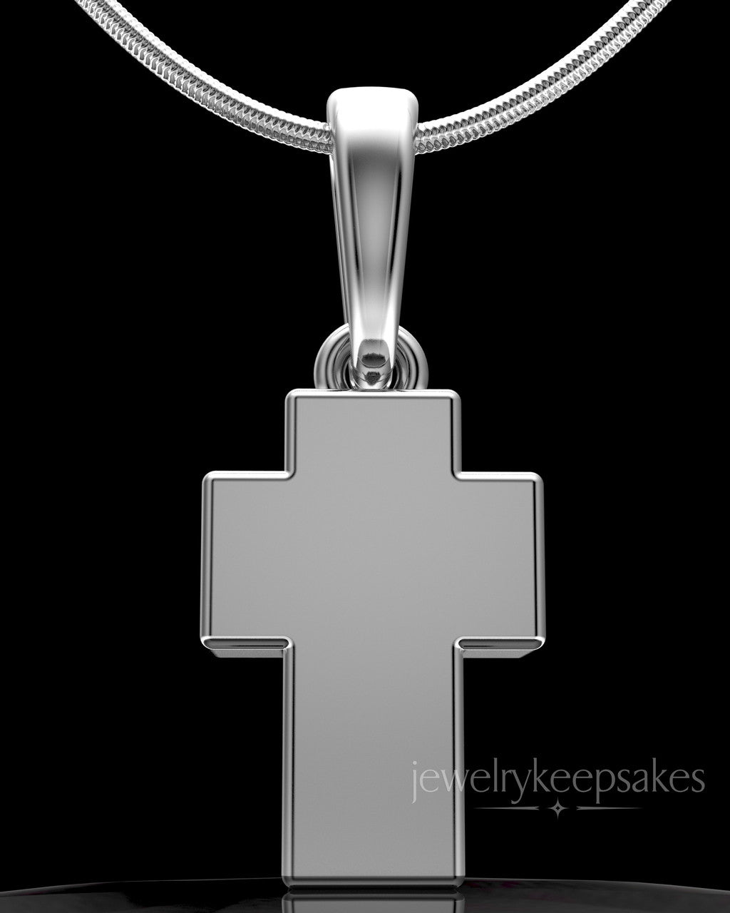 Solid 14K White Gold Blessed Permanently Sealed Waterproof Cross