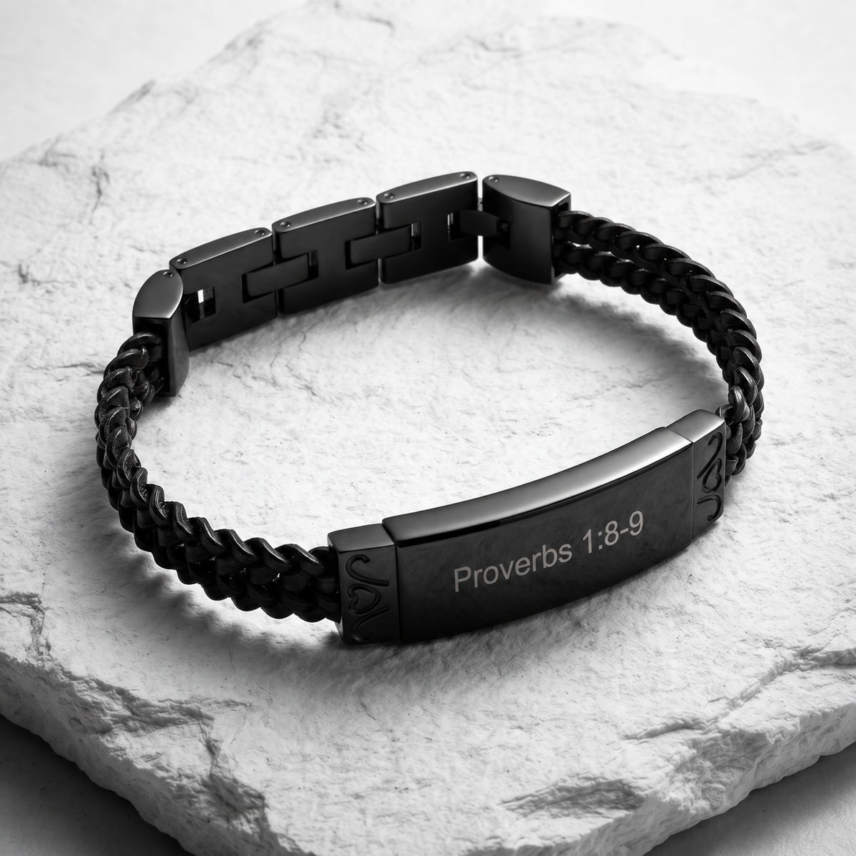 Personalized Engravable Black Plated Ashes Keepsake Bracelet