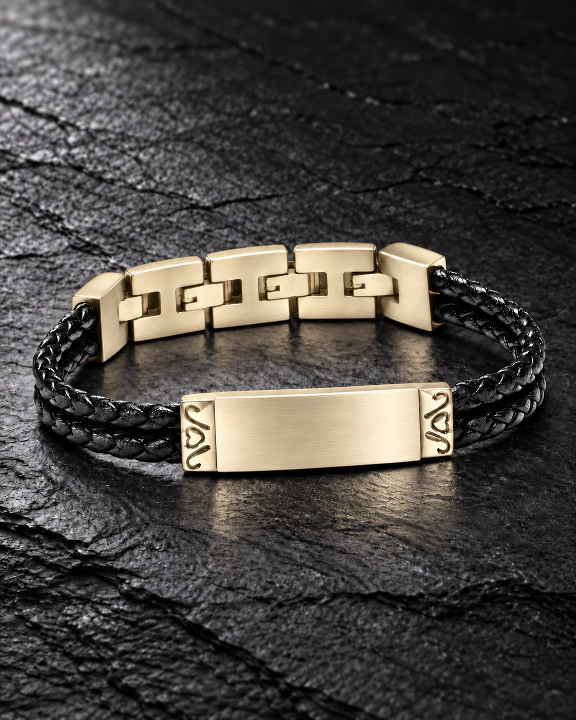 Gold Plated Mens Cremation Bracelet For Ashes With Engraving