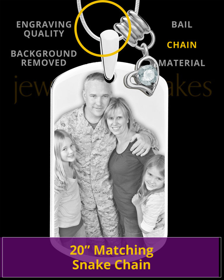 April Photo Engraved Stainless Steel Dog Tag Pendant With Chain