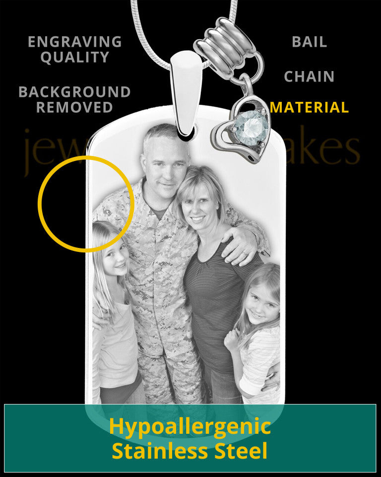 April Photo Engraved Stainless Steel Dog Tag Pendant With Chain