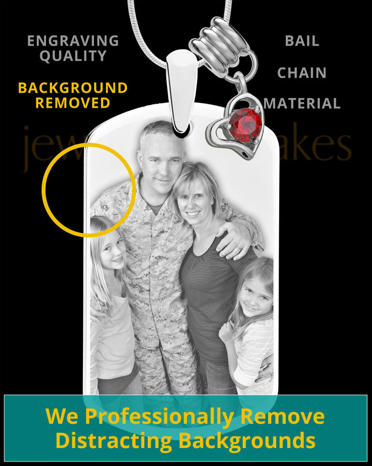 January Photo Engraved Stainless Steel Dog Tag Pendant With Chain