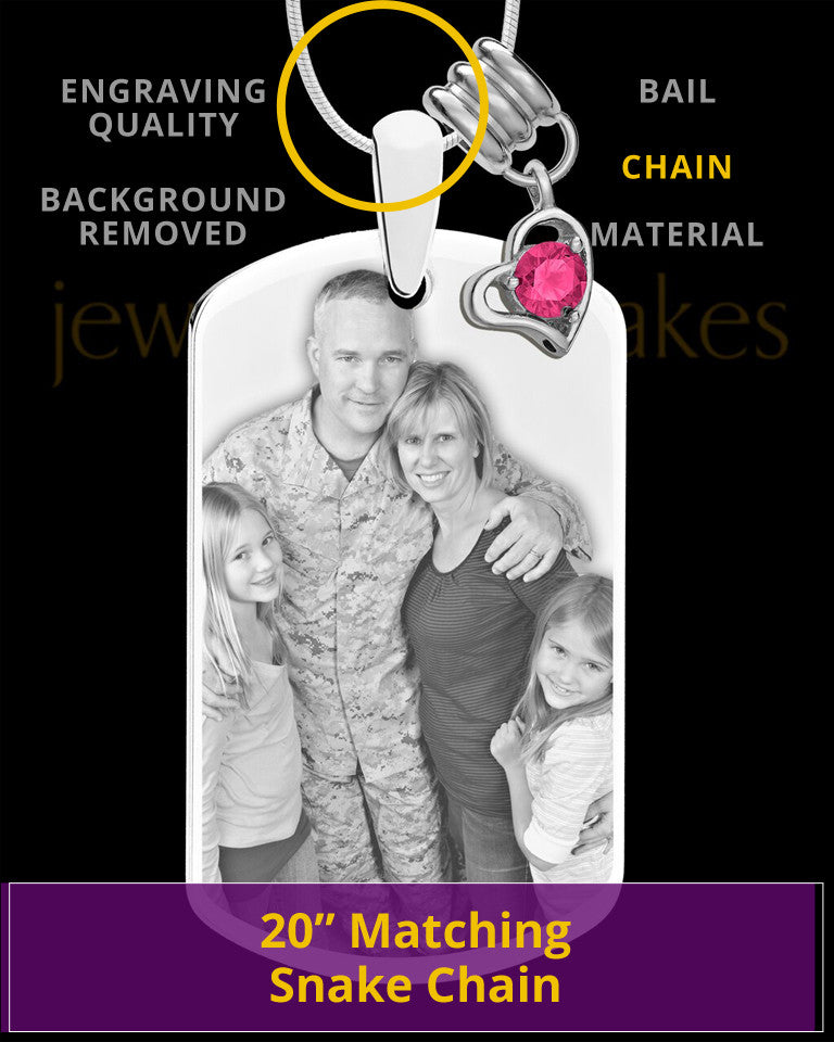 October Photo Engraved Stainless Steel Dog Tag Pendant With Chain