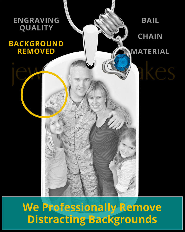 September Photo Engraved Stainless Steel Dog Tag Pendant With Chain