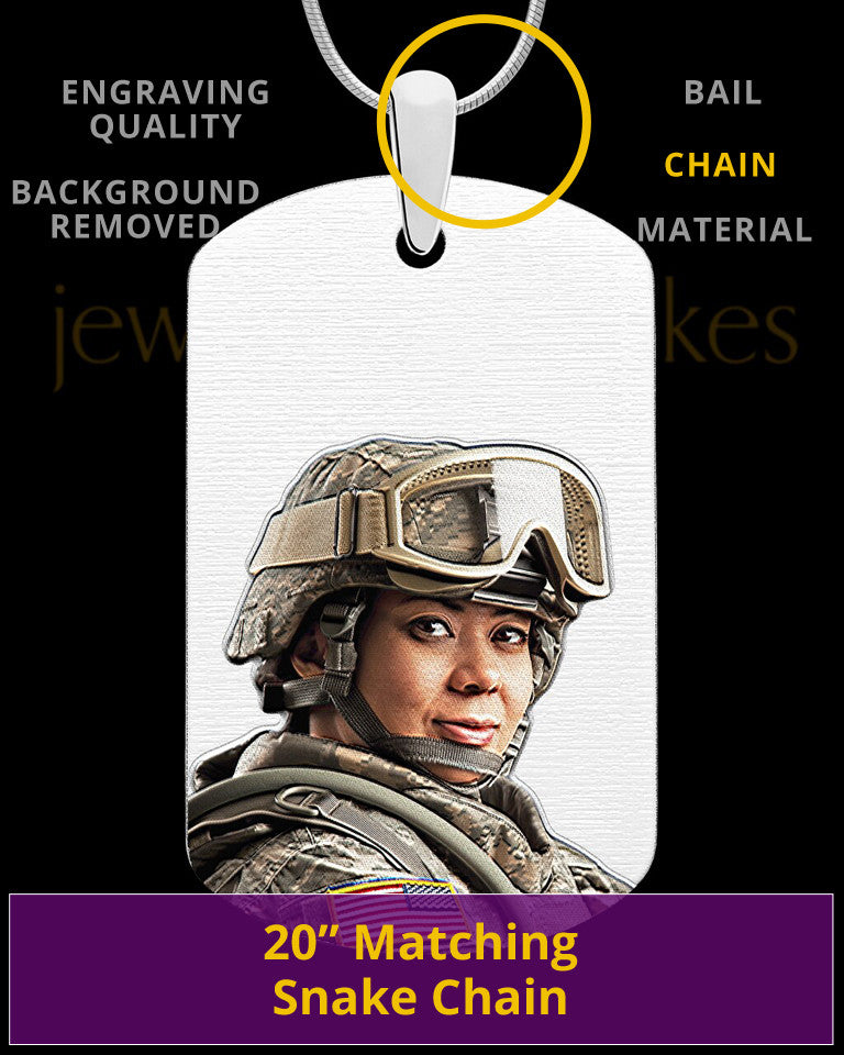 Photo Engraved Full Color Stainless Steel Dog Tag Pendant
