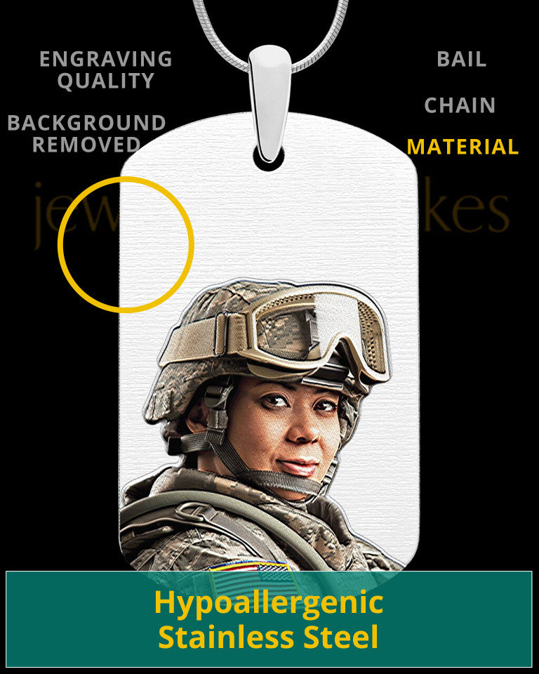 Photo Engraved Full Color Stainless Steel Dog Tag Pendant