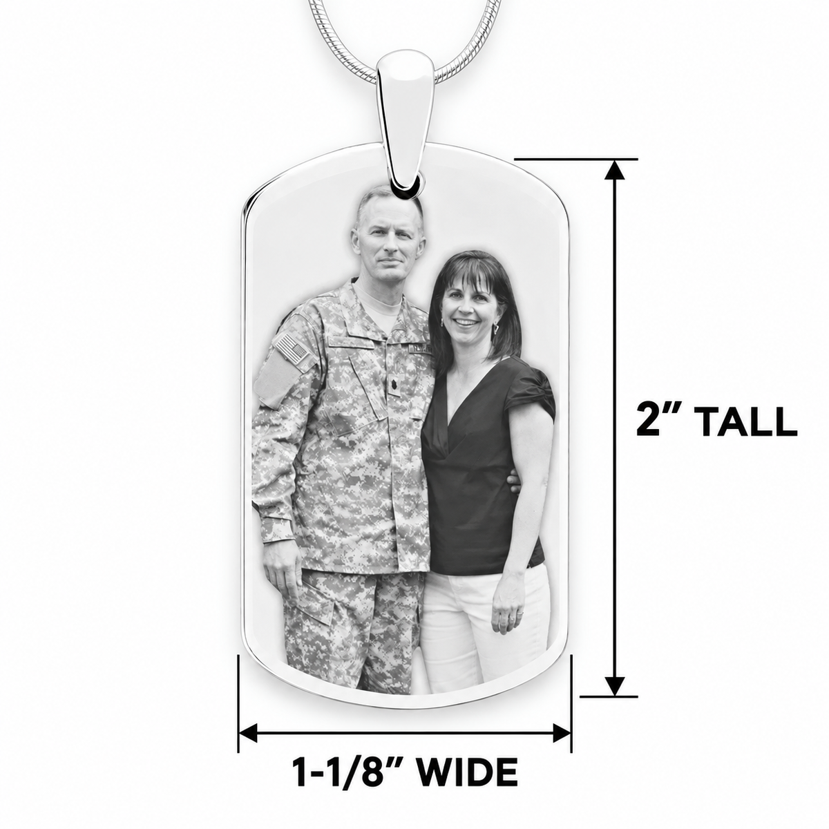 Custom Photo Engraved Dog Tag Pendant With Chain In Stainless Steel