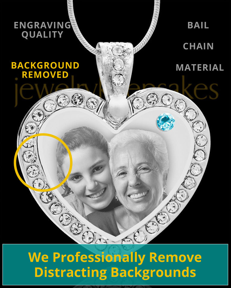March Gem Heart Birthstone Stainless Photo Pendant