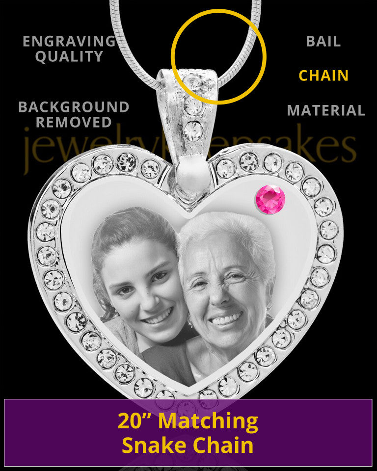 October Gem Heart Birthstone Stainless Photo Pendant