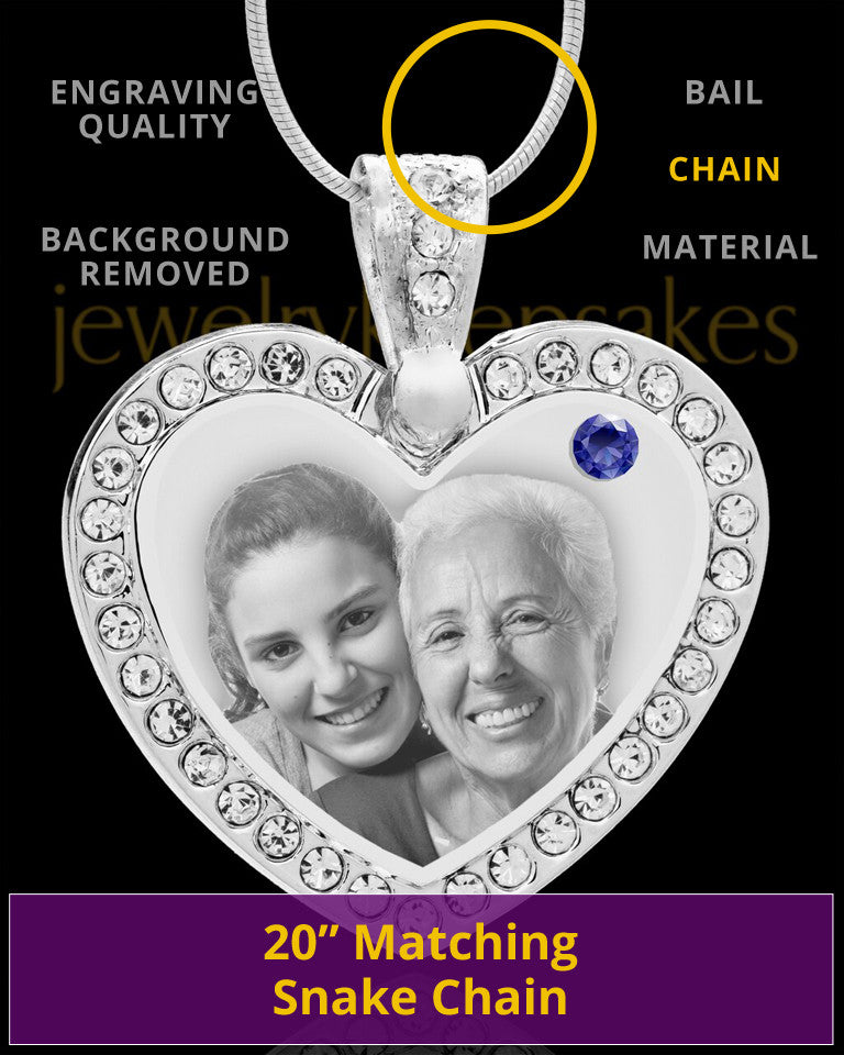 September Gem Heart Birthstone Stainless Photo Pendant