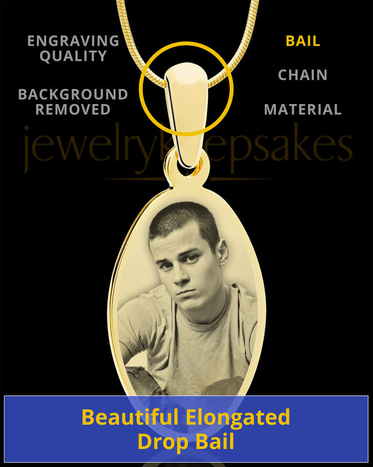 Photo Engraved Oval Pendant Gold Plated over Stainless