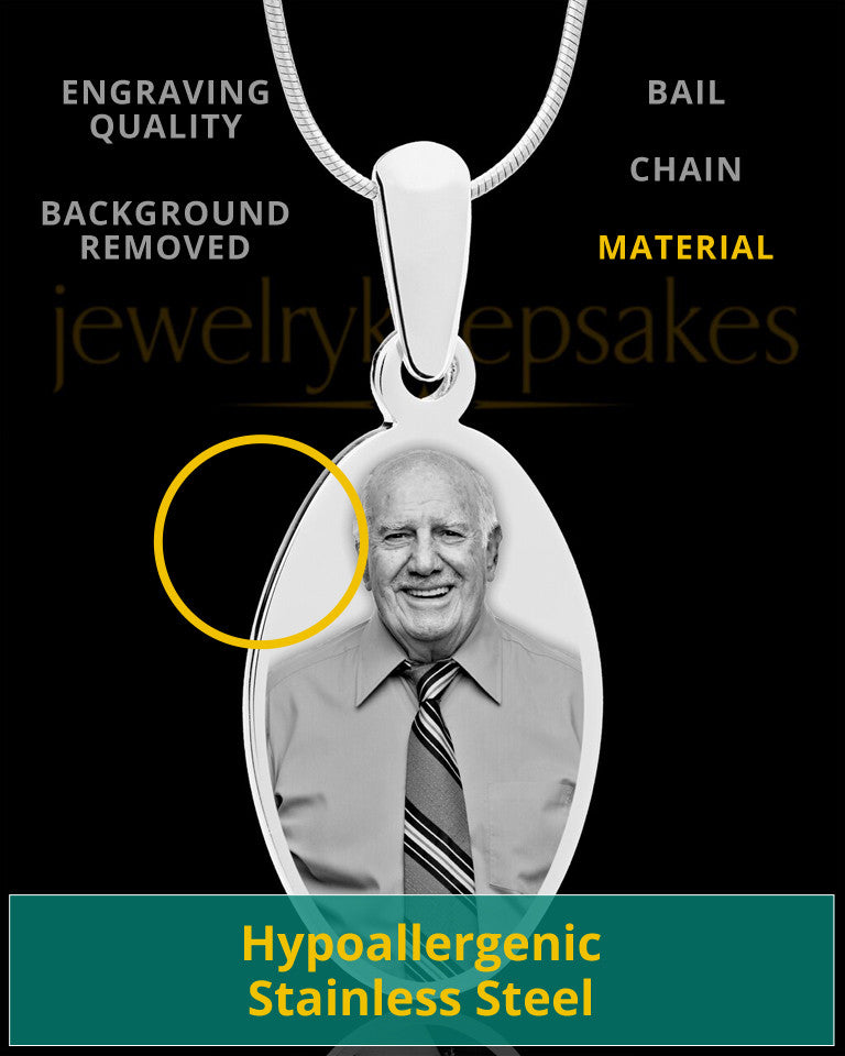 Oval Stainless Steel Photo Pendant